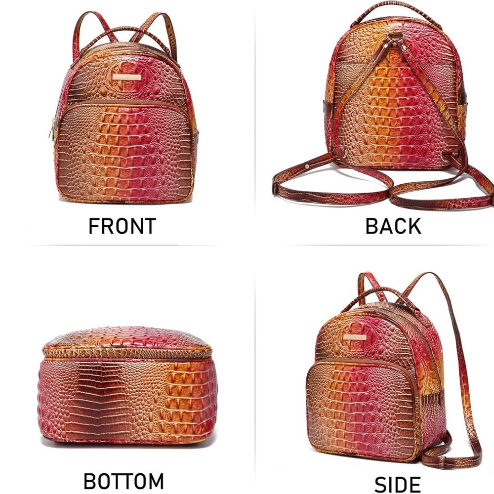 Mini Crocodile Embossed Pattern Vegan Leather Bac… - image 3